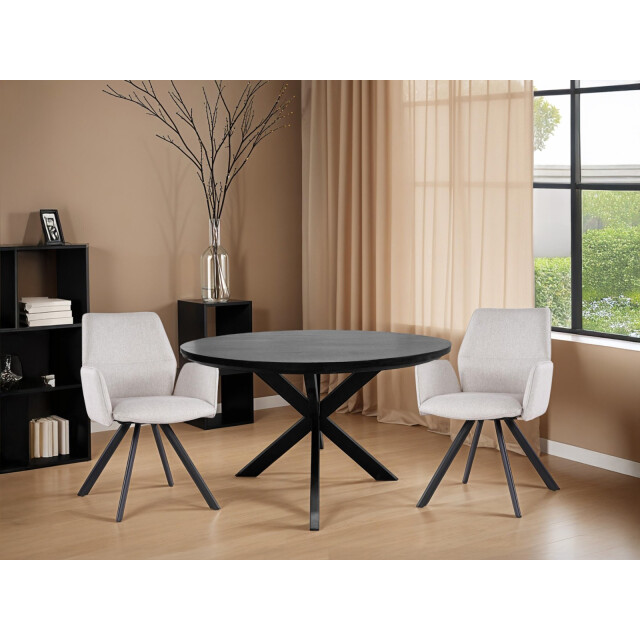 Livingfurn eetkamertafel jesper round black 130x130x76 cm mangohout 2926158 large