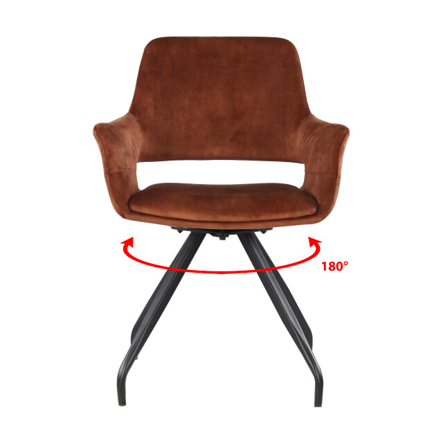 Livingfurn eetkamerstoel capp rust velvet stof 61x61x83,5 2 stuks 2059329 large