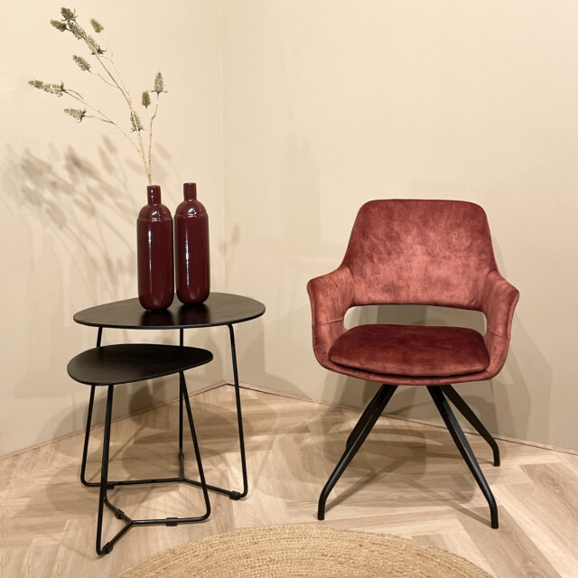 Livingfurn eetkamerstoel capp rust velvet stof 61x61x83,5 2 stuks 2059329 large