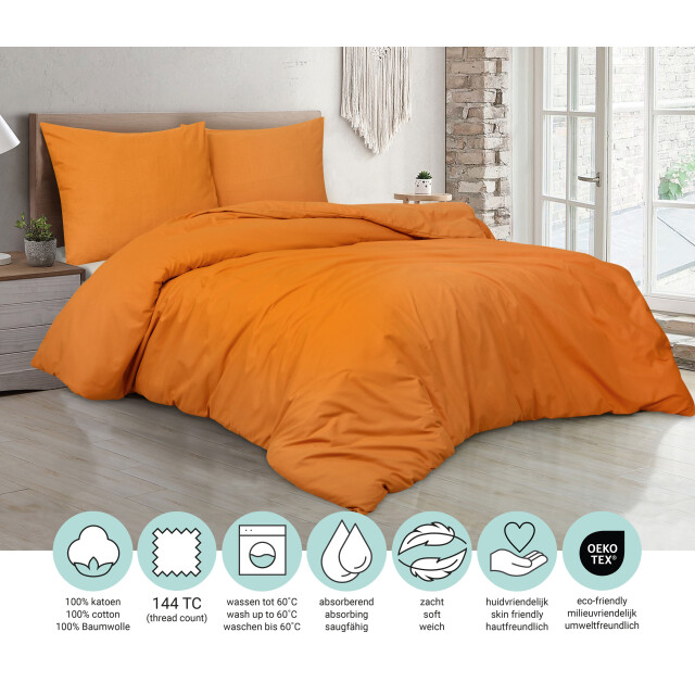 DoubleDry Dekbedovertrek 100% natuurlijk katoen eenpersoons 140x200/220 cm + 1 3245883 large