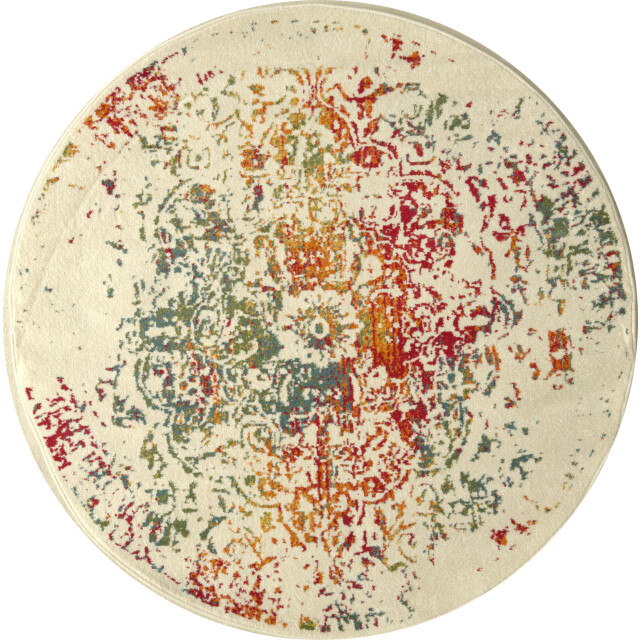 Muratap Rond vintage michelangelo laagpolig vloerkleed multikleur creme- 120 cm rond 3246348 large