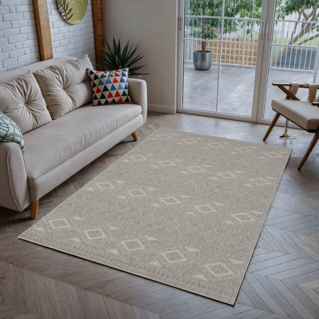 CaliCosy Vloerkleed rechthoekig met grijs ruitmotief aselya 3246572 large