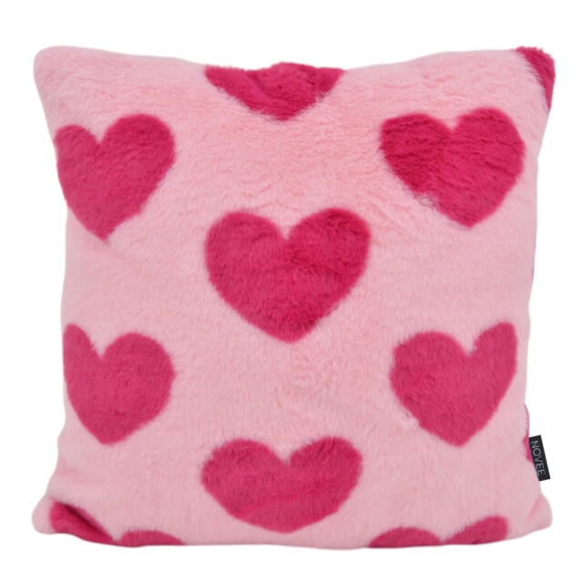 NOVÉE Sierkussen furry hart roze | 45 x 45 cm | polyester 3236658 large