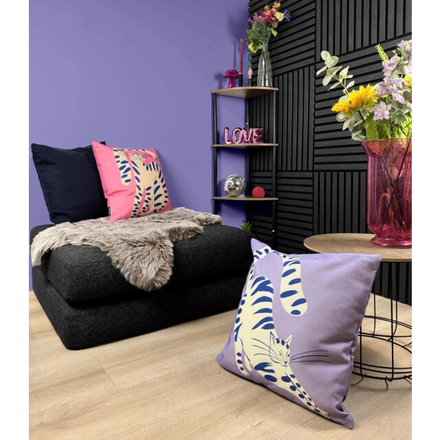 Gek op kussens! Purple cat | 45 x 45 cm | kussenhoes | katoen/linnen 3236998 large