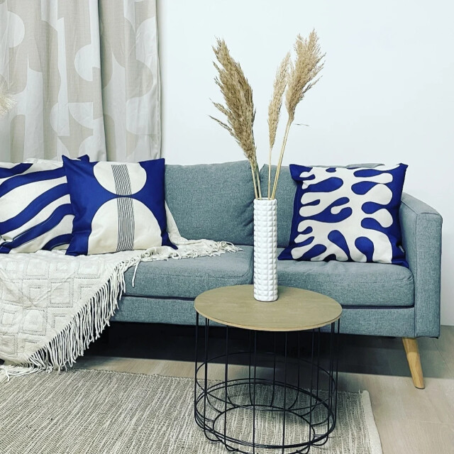 Gek op kussens! Sierkussen royal blue lines | 45 x 45 cm | katoen/linnen 3237994 large