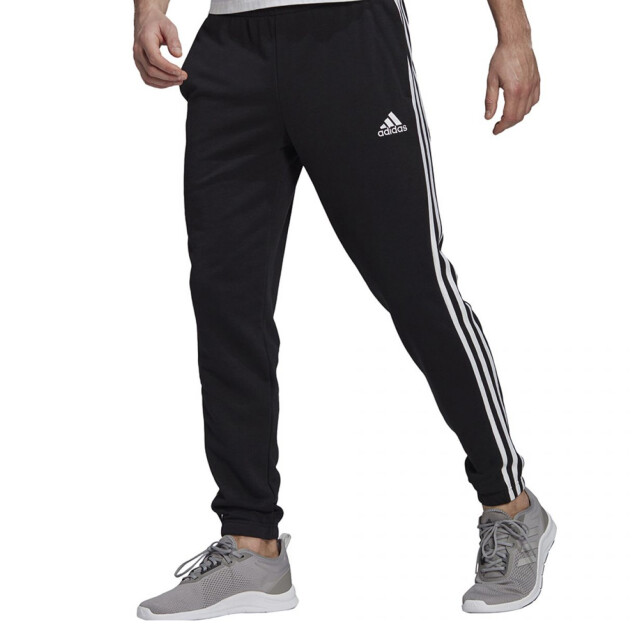 Adidas Heren essentials 3 stripes elastische manchet tapered joggingbroek UTPP647_black large