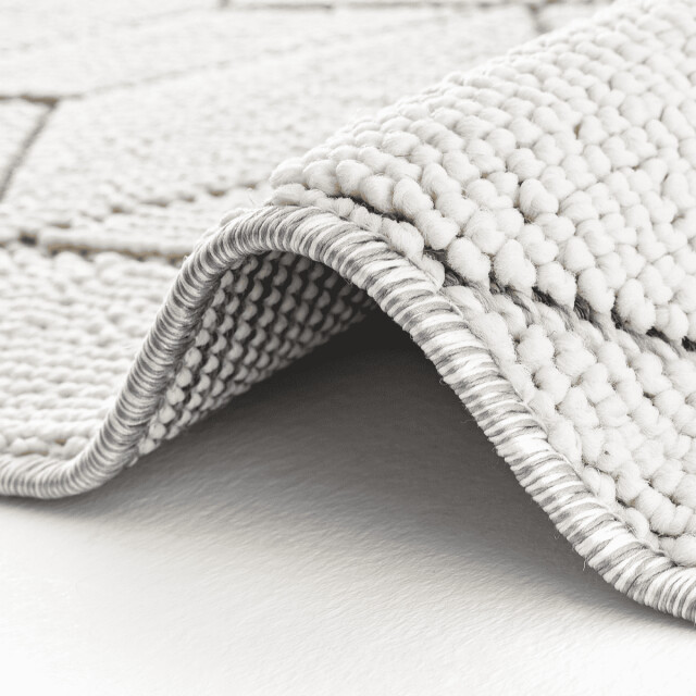 CaliCosy Vloerkleed rechthoekig ecru met zwarte geometrische motieven en franjes bukle 3246598 large