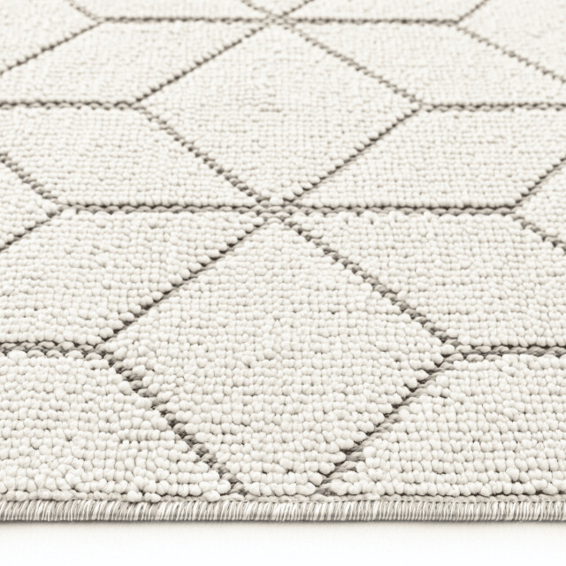 CaliCosy Vloerkleed rechthoekig ecru met zwarte geometrische motieven en franjes bukle 3246598 large