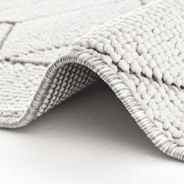 CaliCosy Vloerkleed rechthoekig ecru met zwarte geometrische motieven en franjes bukle 3246597 large
