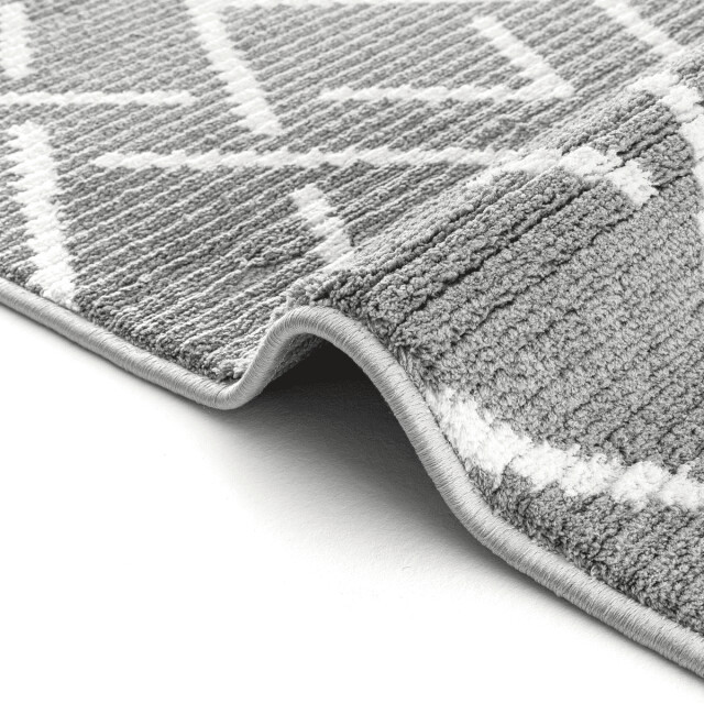 CaliCosy Vloerkleed rechthoekig donkergrijs met ecru geometrisch motief en franjes - 3246600 large