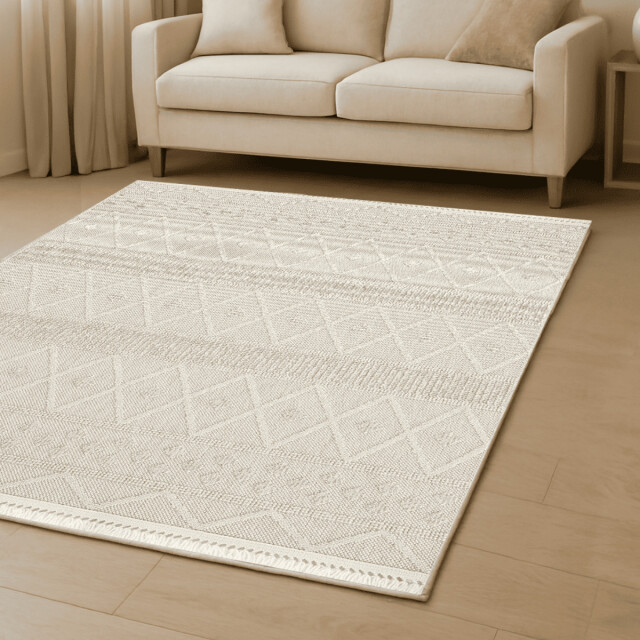 CaliCosy Vloerkleed rechthoekig en ecru met geometrische motieven hasir 3246605 large