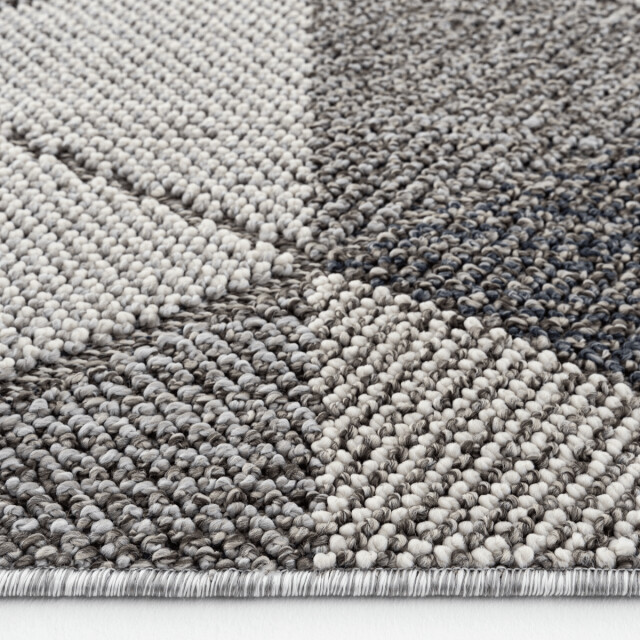 CaliCosy Vloerkleed rechthoekig grijs met grijs driehoekmotief en franjes bukle 3246589 large