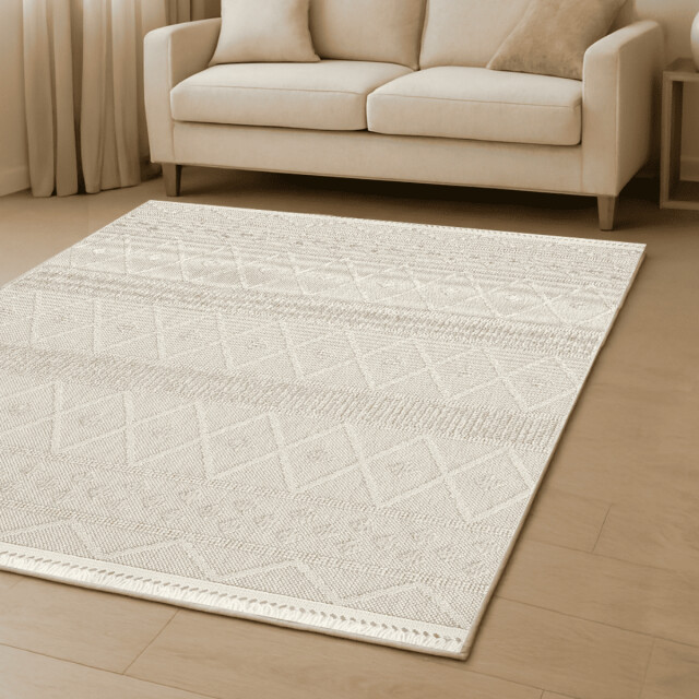 CaliCosy Vloerkleed rechthoekig en ecru met geometrische motieven hasir 3246604 large