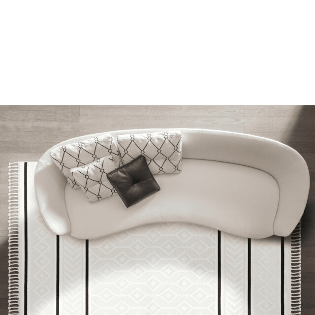 CaliCosy Vloerkleed rechthoekig crème met ingedrukte geometrische motieven en zwarte 3246568 large