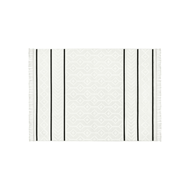 CaliCosy Vloerkleed rechthoekig crème met ingedrukte geometrische motieven en zwarte 3246570 large