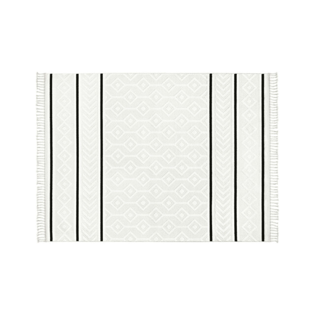 CaliCosy Vloerkleed rechthoekig crème met ingedrukte geometrische motieven en zwarte 3246568 large