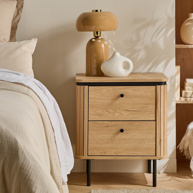 CaliCosy Nachtkastje met 2 lades en zijkanten met groef h55 cm malaga 3205799 large