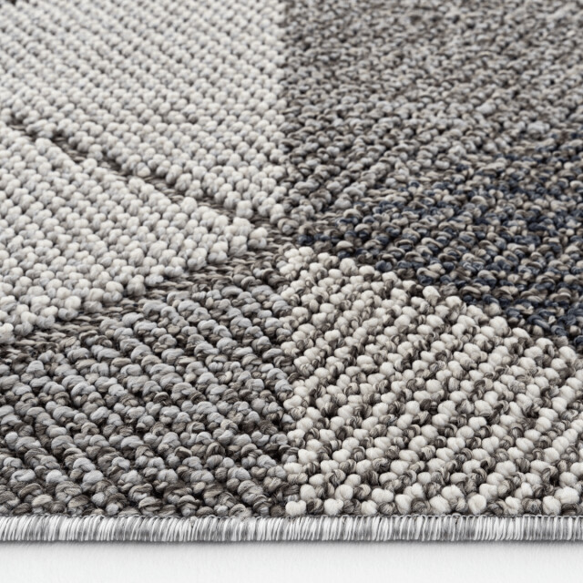CaliCosy Vloerkleed rechthoekig grijs met grijs driehoekmotief en franjes bukle 3246591 large