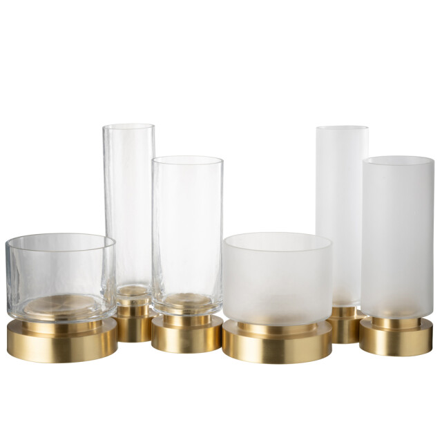 J-Line Candleholder/vase pia glass/copper transparent/gold large assortment of 2 48075 large