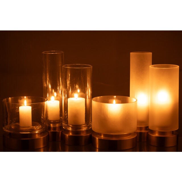 J-Line Candleholder/vase pia glass/copper transparent/gold large assortment of 2 48075 large