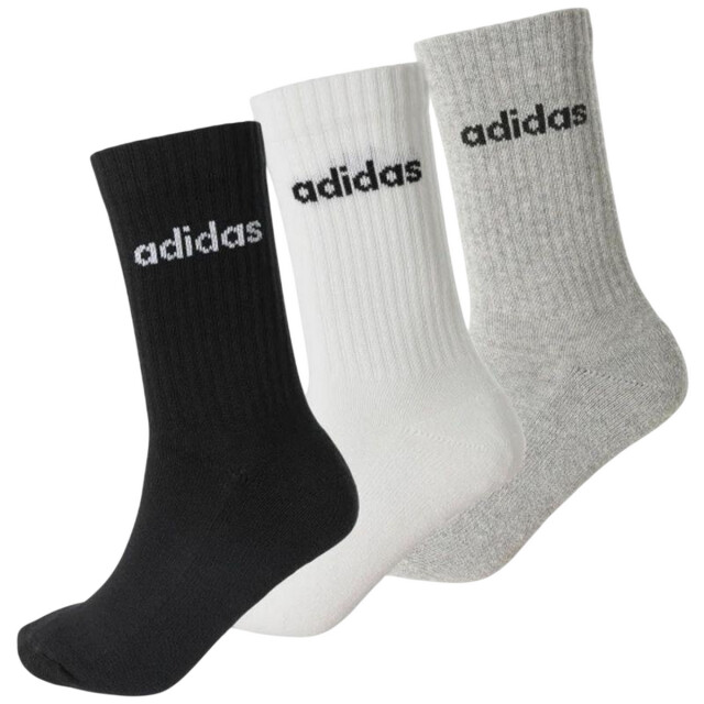 Adidas Uniseks adult linear kussen crew sokken (set van 3) UTPP3138_blackwhitegrey large