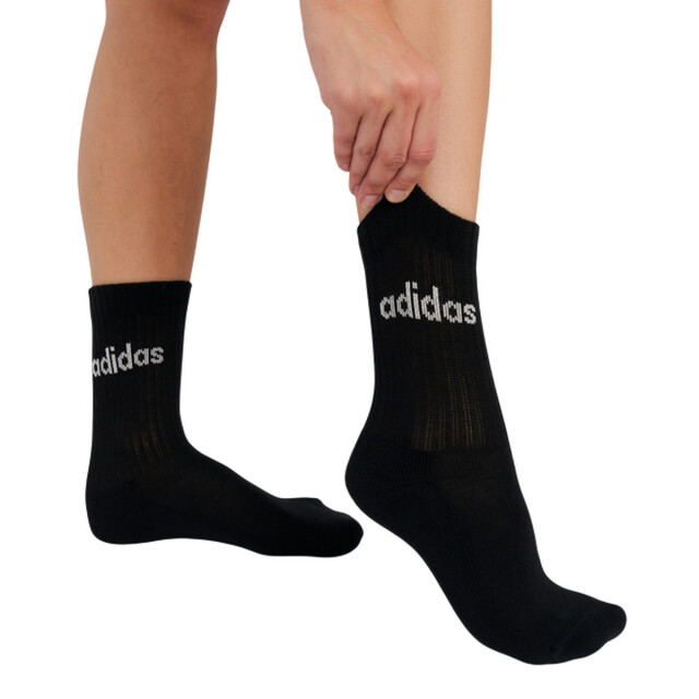 Adidas Uniseks adult linear kussen crew sokken (set van 3) UTPP3138_blackwhitegrey large