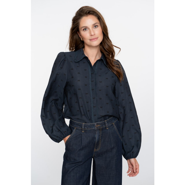 Geisha Blouse with lace details navy 4309.37.0006 large