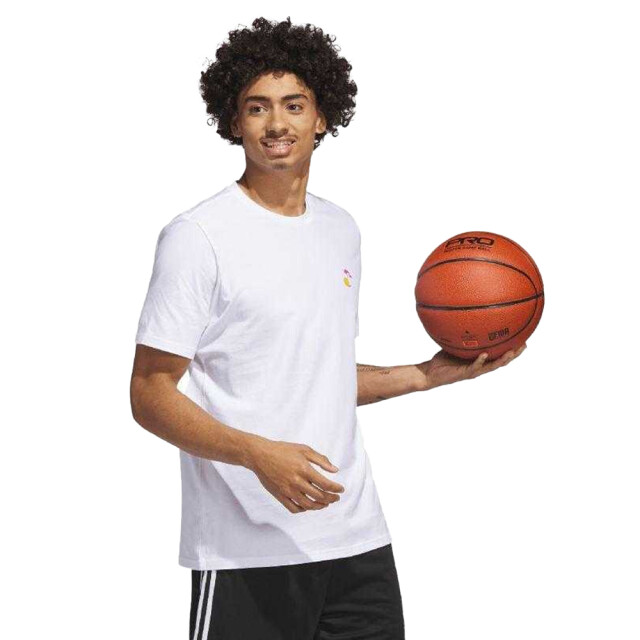 Adidas Heren lil stripe spring break grafisch basketbal t-shirt met korte mouwen UTPP4867_white large