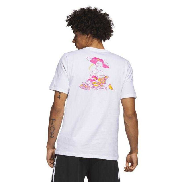 Adidas Heren lil stripe spring break grafisch basketbal t-shirt met korte mouwen UTPP4867_white large