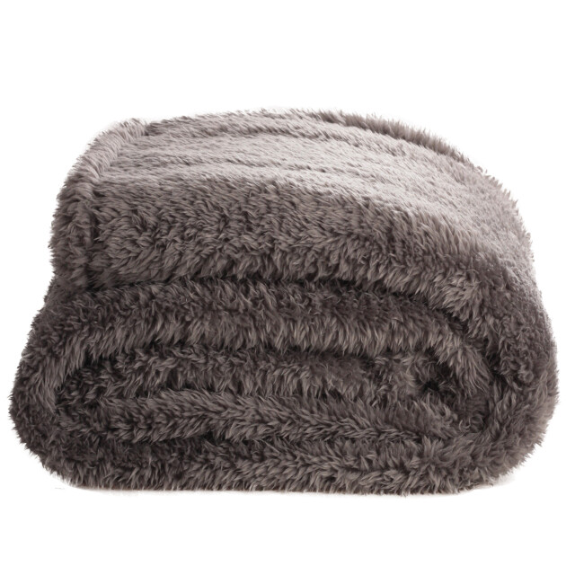 DoubleDry Teddy fleece deken ultrazacht 130x170 antraciet 2825969 large