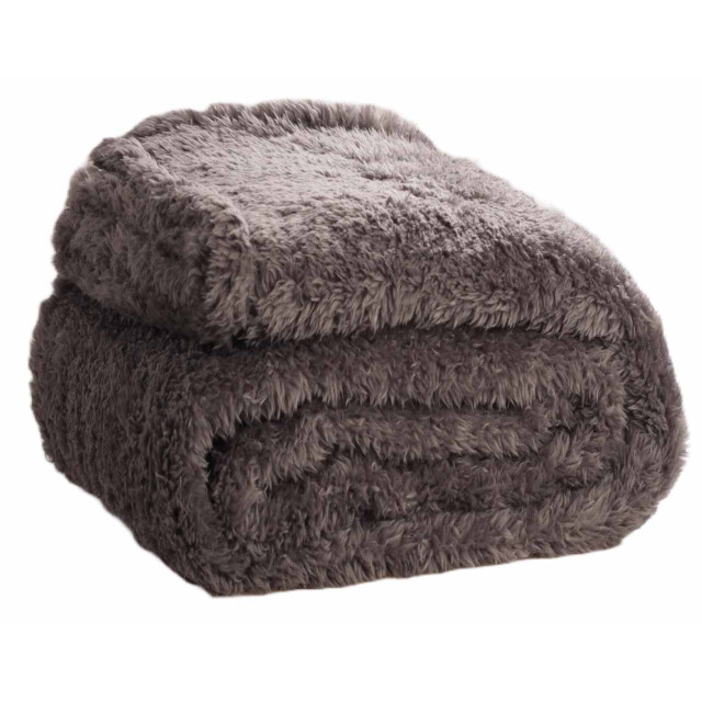 DoubleDry Teddy fleece deken ultrazacht 130x170 antraciet 2825969 large