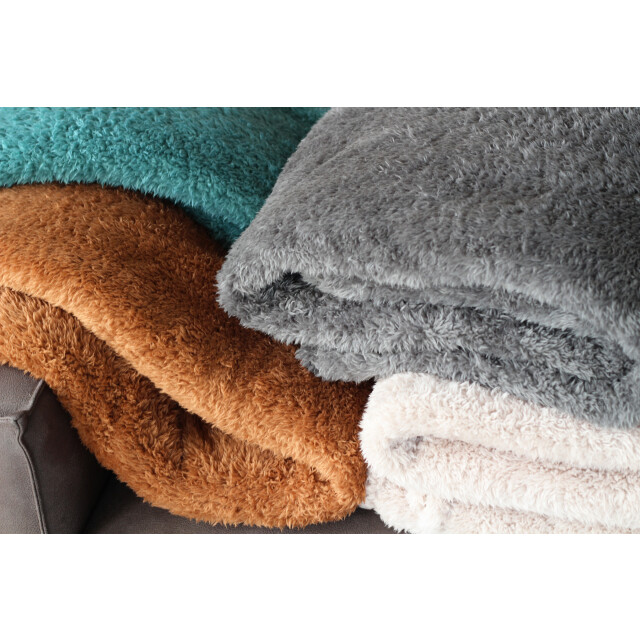 DoubleDry Teddy fleece deken ultrazacht 130x170 antraciet 2825969 large