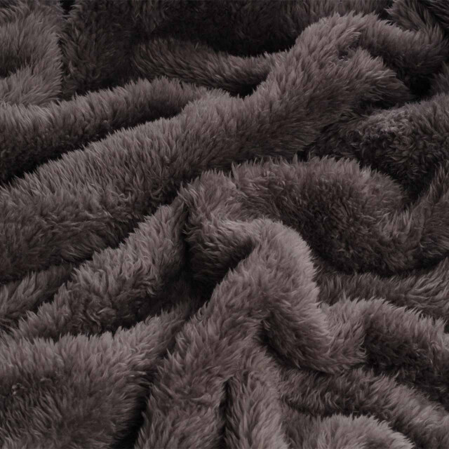 DoubleDry Teddy fleece deken ultrazacht 130x170 antraciet 2825969 large