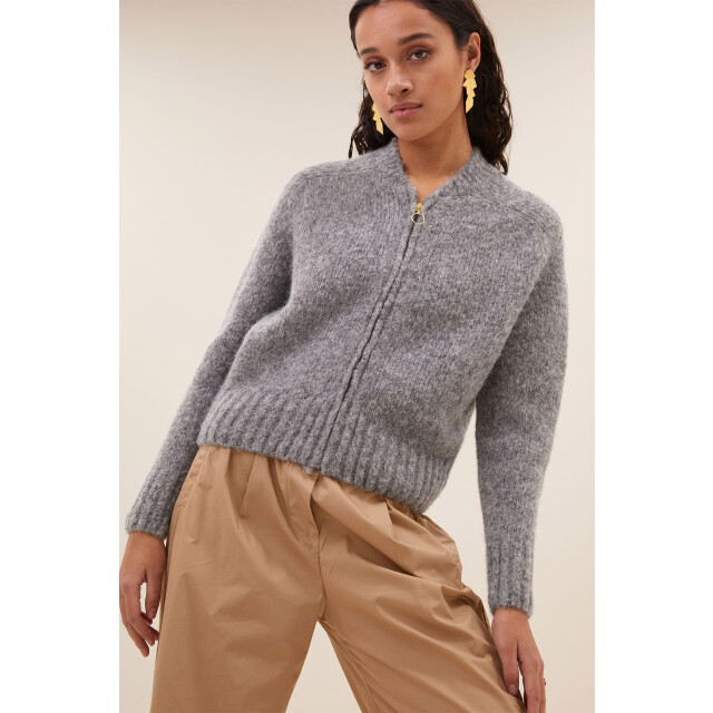 By-Bar Amsterdam Jonas zipp cardigan grey melee 25514007-825 large