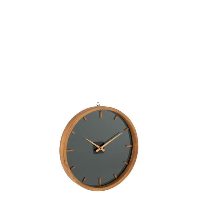 J-Line Wandklok rond hout/glas zwart small 15193 large