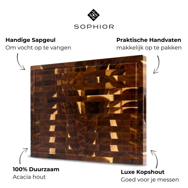 Sophior Hakblok van acacia hout met sapgeul 3201957 large