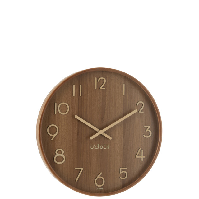 J-Line Wall clock plywood/mdf dark natural large 54392 large