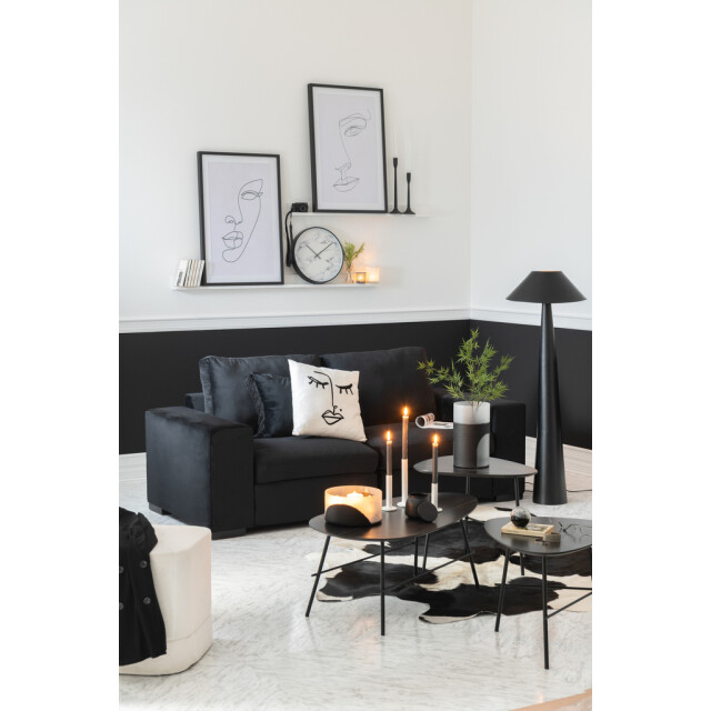 J-Line Clock marble plastic black 6623 large