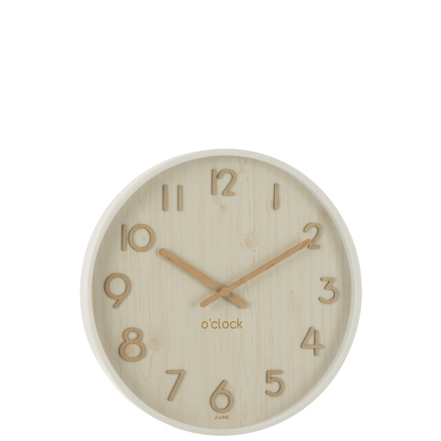 J-Line Wall clock plywood/mdf white large 54387 large