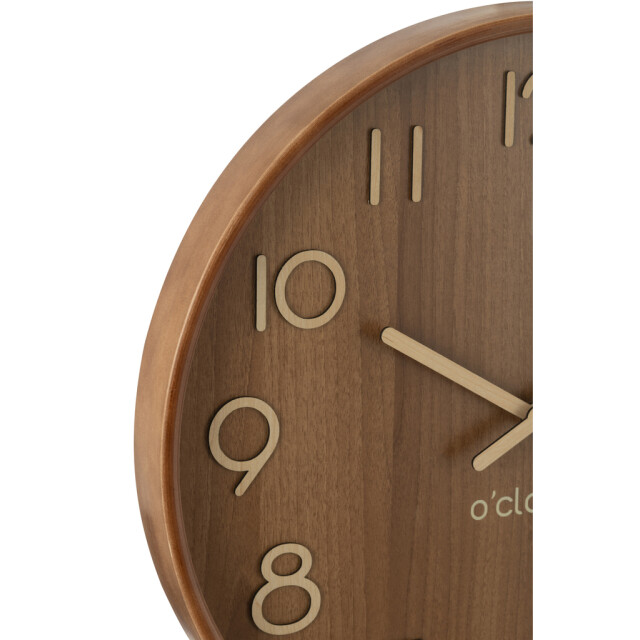 J-Line Wall clock plywood/mdf dark natural large 54392 large
