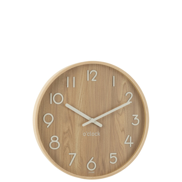 J-Line Wall clock plywood/mdf natural large 54390 large