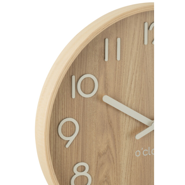 J-Line Wall clock plywood/mdf natural large 54390 large