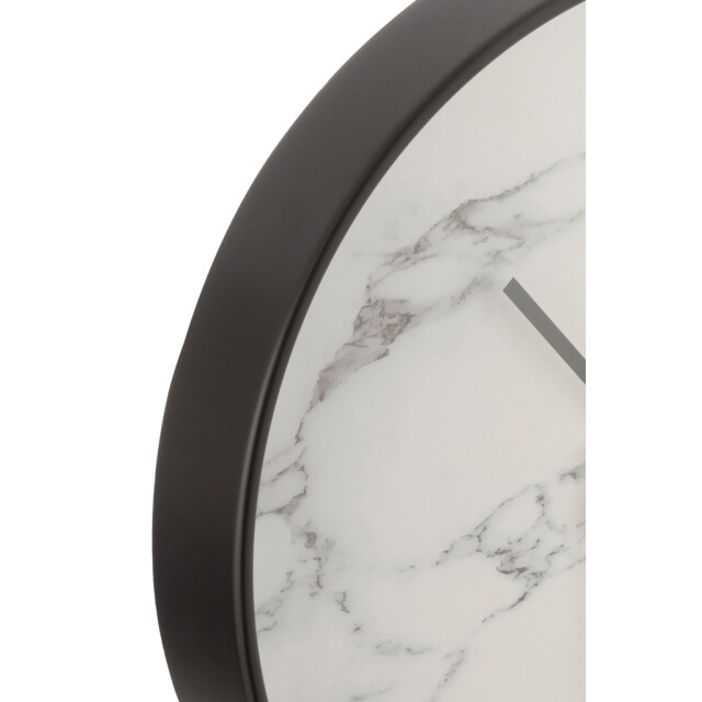J-Line Clock marble plastic black 6623 large