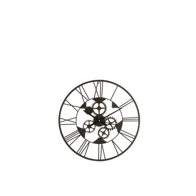 J-Line Clock roman numerals wheels metal black small 36862 large