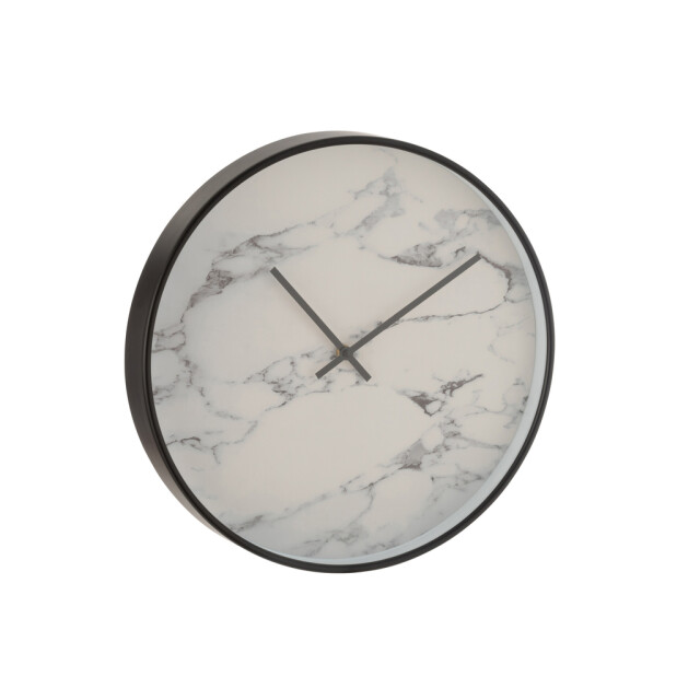 J-Line Clock marble plastic black 6623 large
