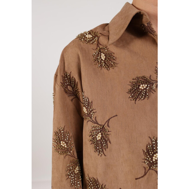 Nukus Iris blouse embroidery camel 4309.76.0008 large