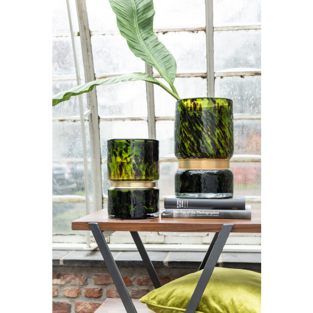 J-Line Vase speck glass green/black/gold small 96633 large