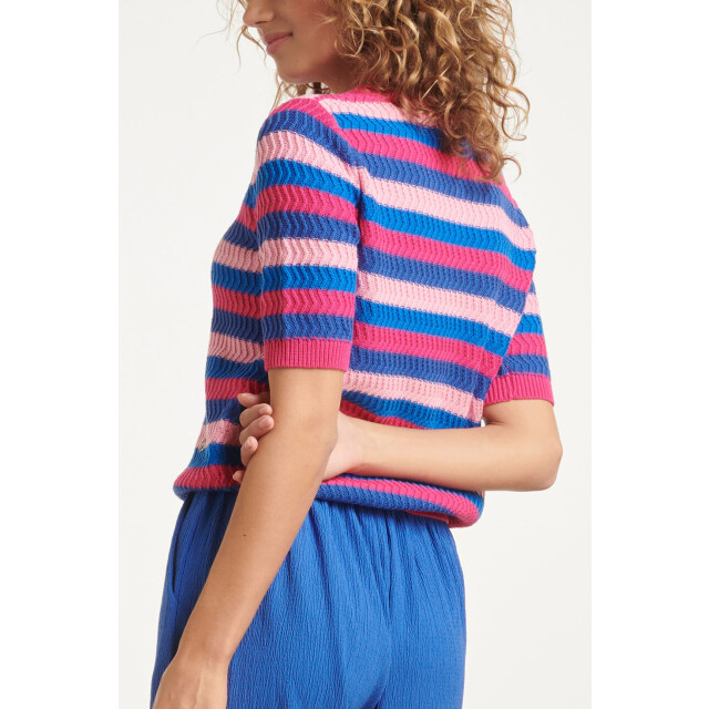 Smashed Lemon 24122 gebreide trui met rijk colorblock | 24122-998-XL large