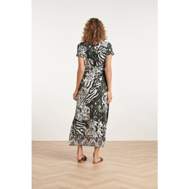 Smashed Lemon 24147 stretch zomerjurkarmy green aztec print | 24147-010-998 large