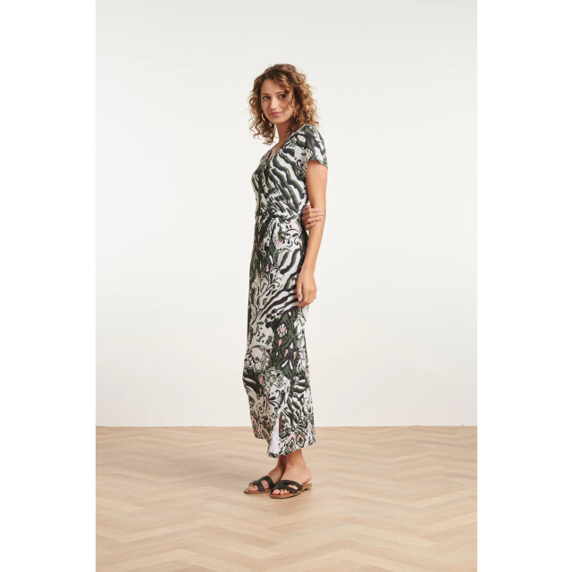 Smashed Lemon 24147 stretch zomerjurkarmy green aztec print | 24147-010-998 large